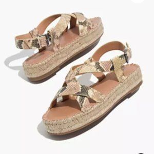 Madewell Snakeskin Espadrille Leather Sandals 9